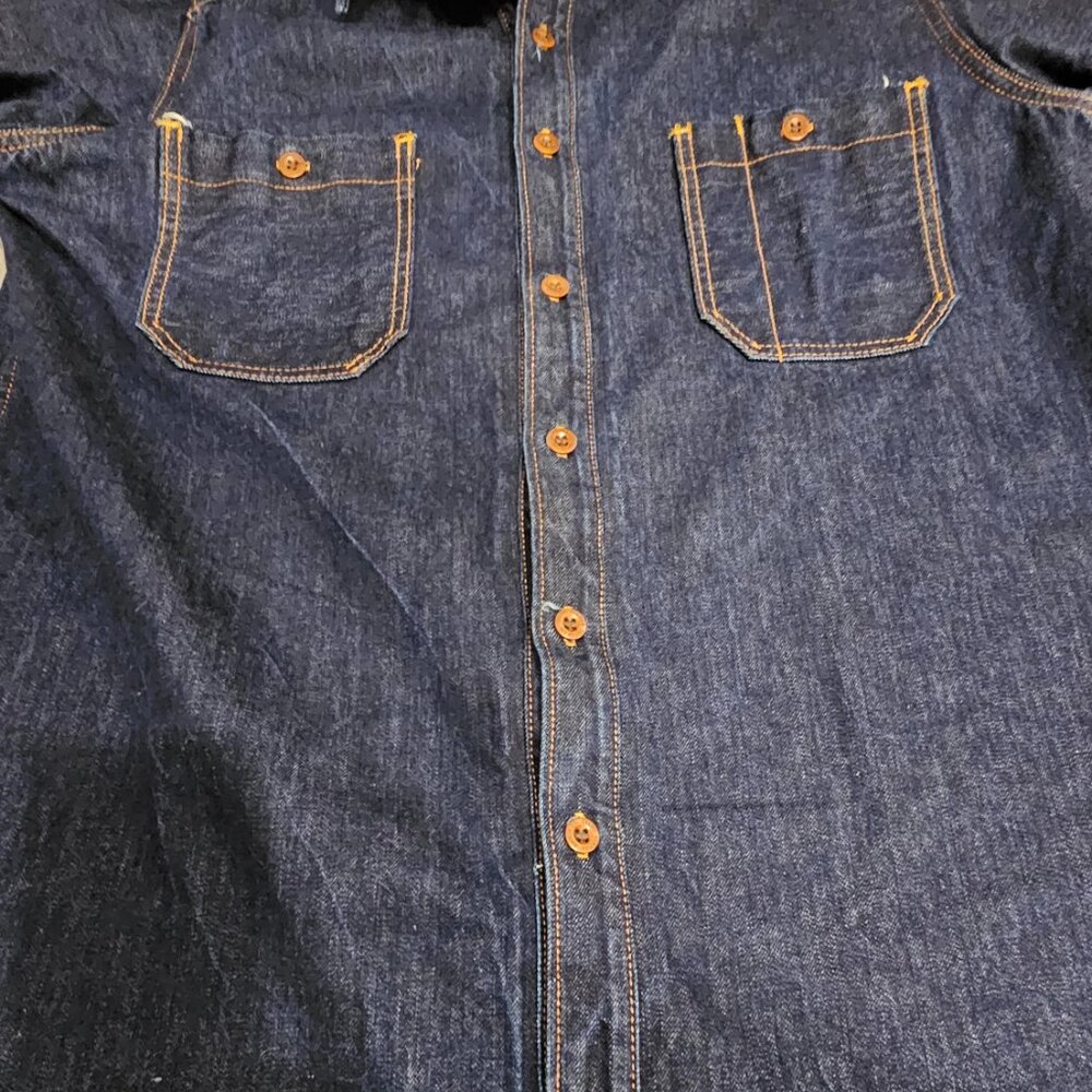 Ciano Farmer Denim Co.  - 14oz Selvedge Texas Denim Workshirt handmade XL - Picture 3 of 16